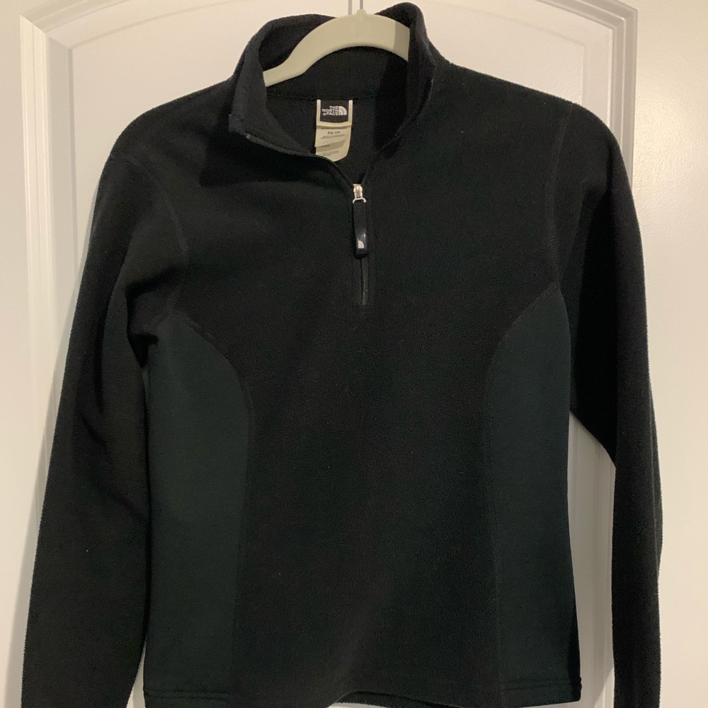 North Face black fleece pull over, size XS
